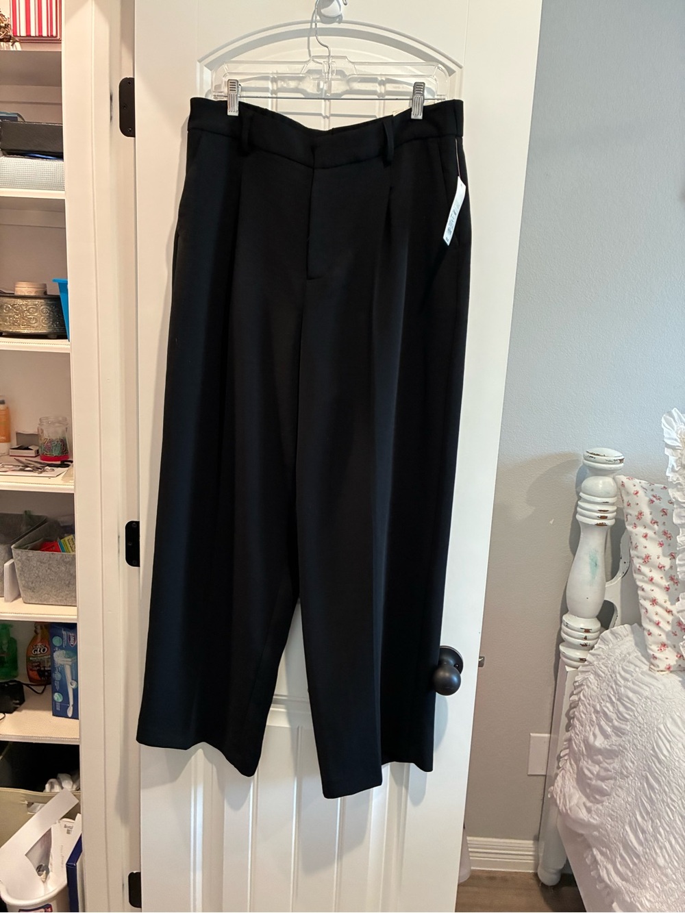 Womens  Black Wide-Leg Dress Pants